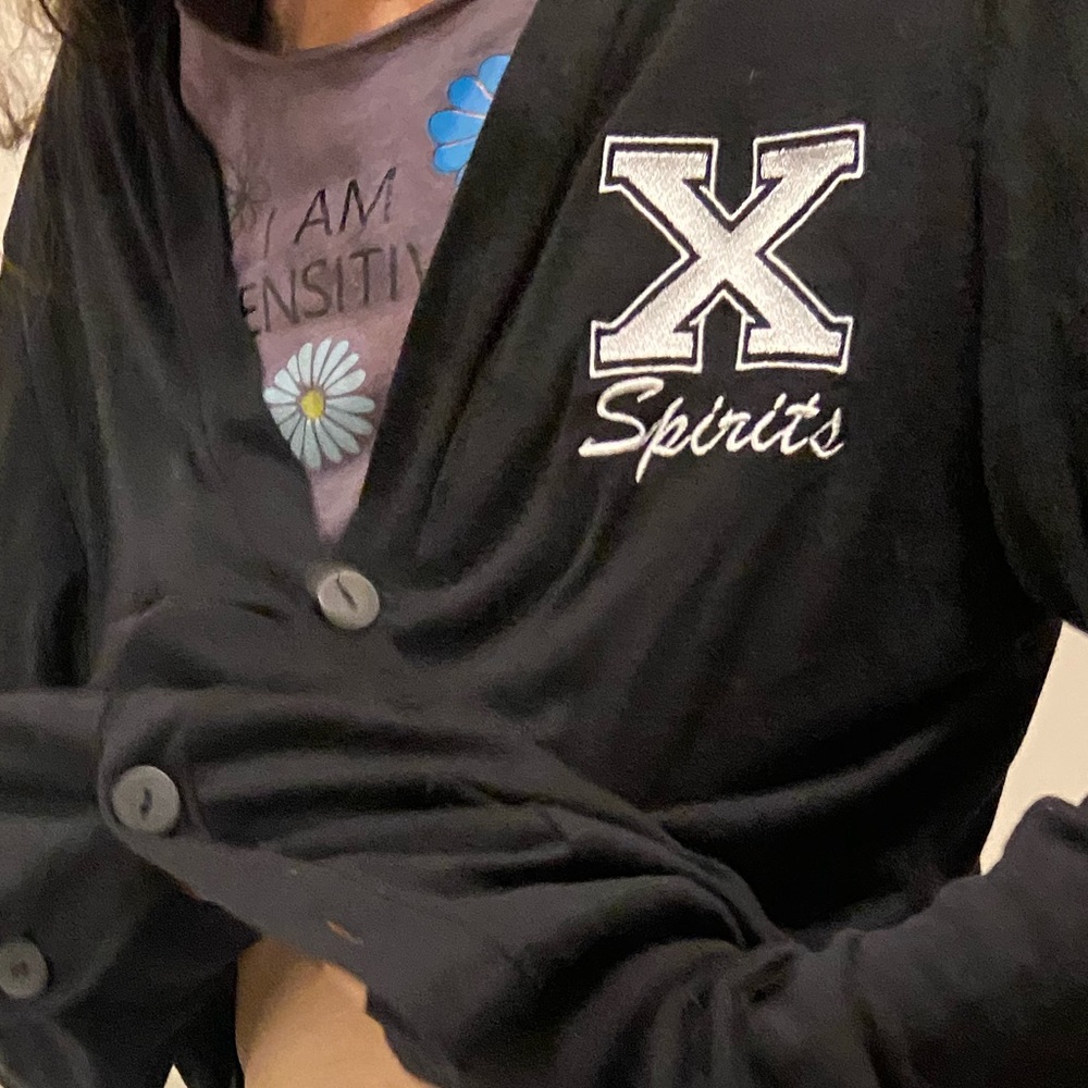 X lightweight soft button up sweater cardigan straight edge spirits black punk